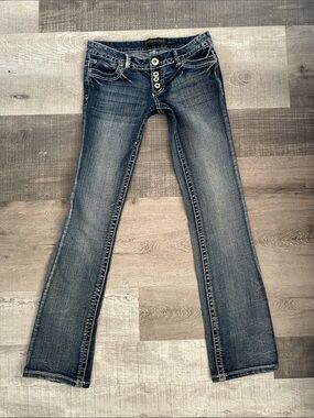 Women’s Boot Cut  Blue Jeans with Button-Fly size 1